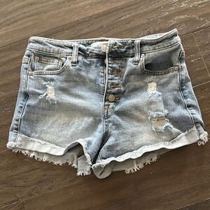 Altar'd State Blue High-Waisted Jean Shorts